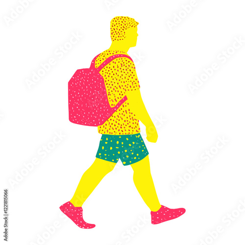 Side people walking man person illustration clothing vector