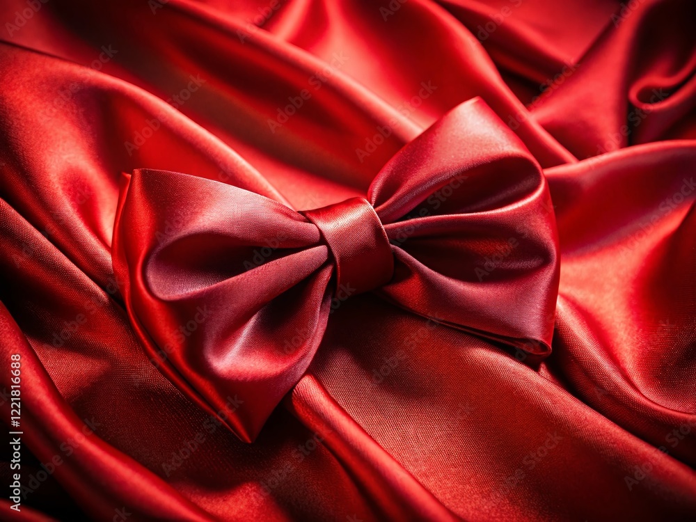 Macro Photography of a Red Bow and Ribbon, Detailed Texture and Elegant Design Macro Photography of a Red Bow and Ribbon, Detailed Texture and Elegant Design