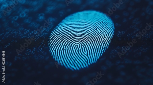 Wallpaper Mural Close up of a Glowing Blue Fingerprint on a Digital Background Torontodigital.ca