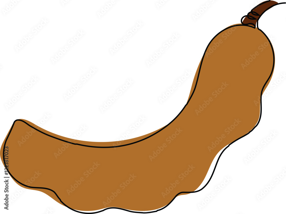 Tamarind in continuous line style on a white background. Tamarind in continuous line style on a white background.