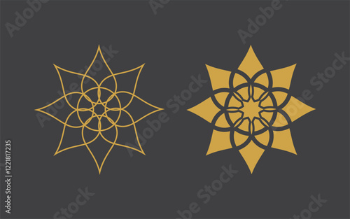 Geometric logo template. Vector circular arabic ornamental symbols