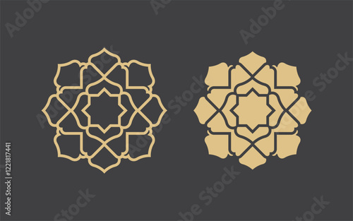 Geometric logo template. Vector circular arabic ornamental symbols