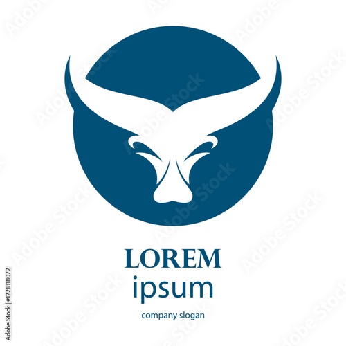 aggressive horned bull head logo design