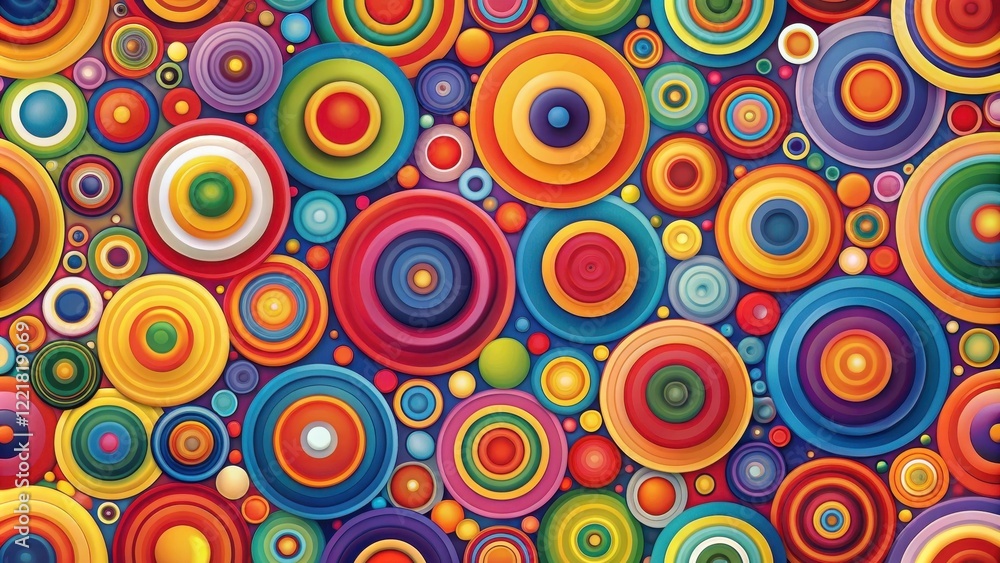 Vibrant concentric circles in a kaleidoscope of colors create a dynamic and playful abstract background Vibrant concentric circles in a kaleidoscope of colors create a dynamic and playful abstract background