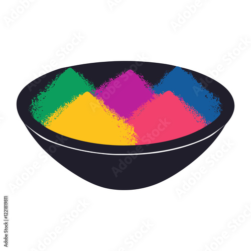 Bowl with powder colors holi illustration traditional vector