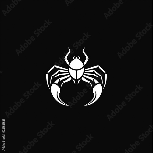 scorpio zodiac symbol in white simple lines vector 