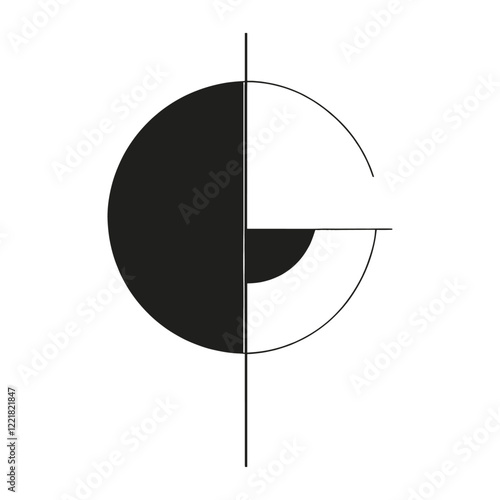 Abstract geometric semicircle shapes illustration design black vector