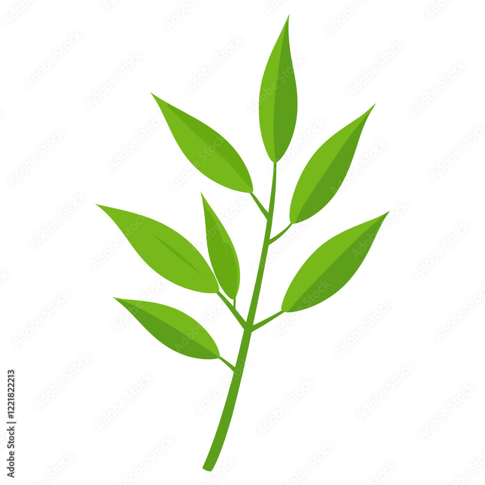 Fototapeta premium Green bamboo leaf illustration simple vector vector