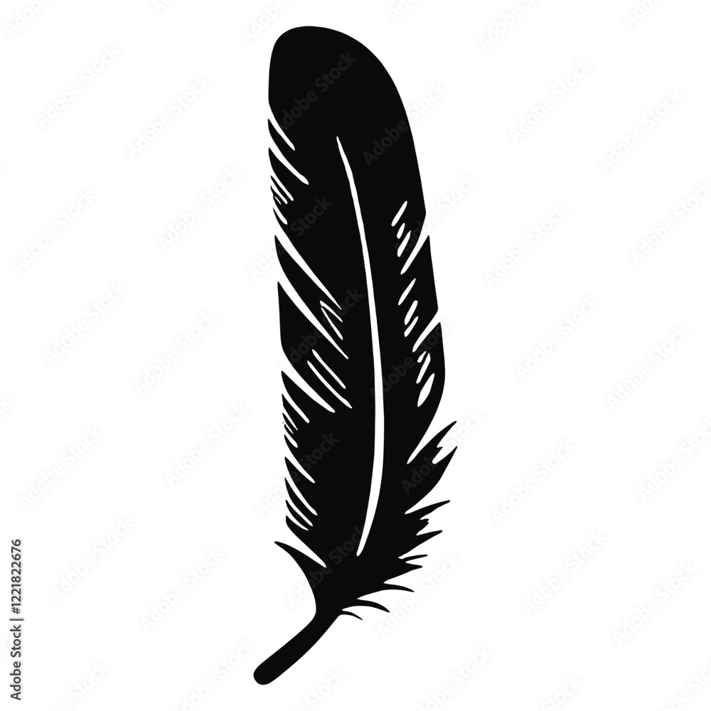 Feather in style of black and white illustration silhouette feather vector Feather in style of black and white illustration silhouette feather vector