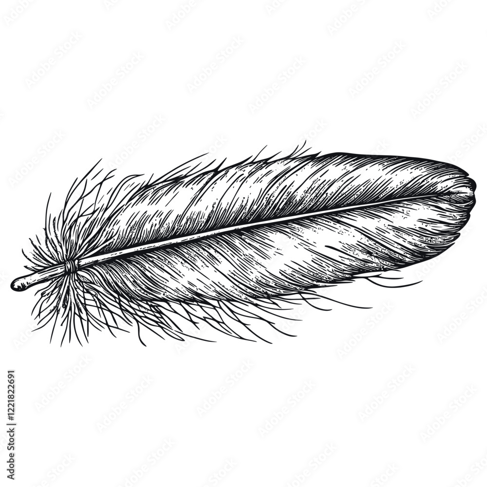 Obraz premium Feather art drawing sketch vector