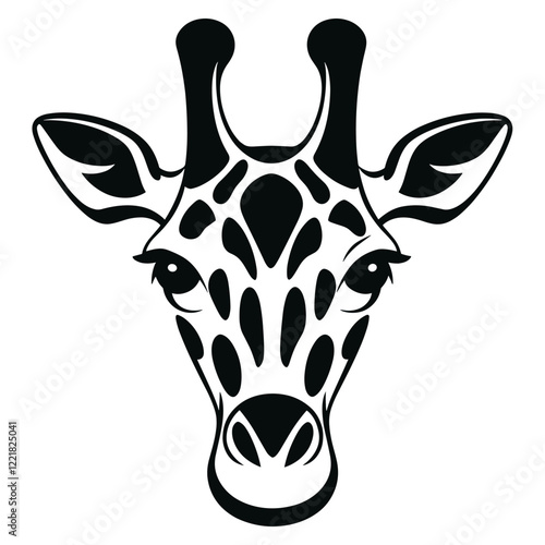 Giraffe face linear giraffe illustration wildlife vector