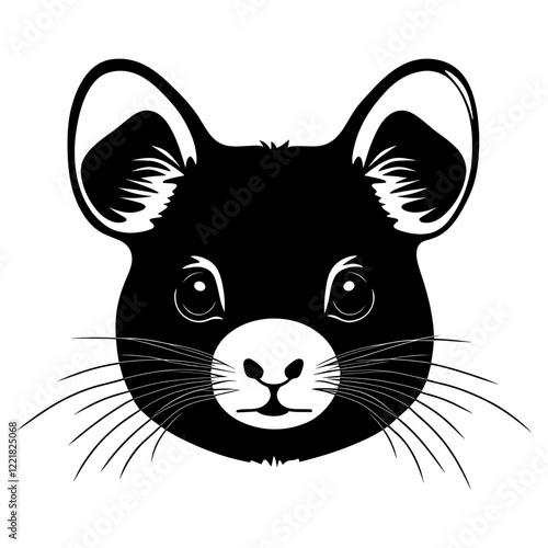 Chinchilla face linear illustration drawing animal vector