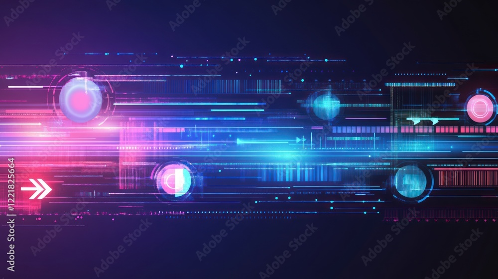 Fototapeta premium Futuristic data stream, digital technology, abstract background, website header