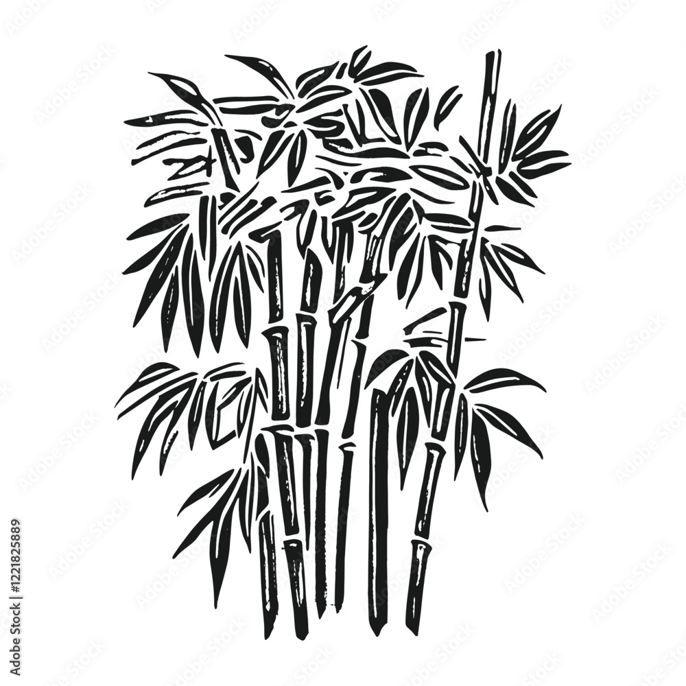 Bamboo tree drawing white art vector Bamboo tree drawing white art vector