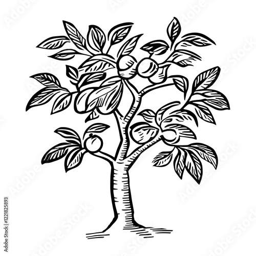 Apple tree drawing art white vector