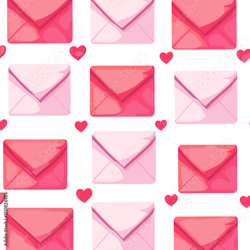 Envelopes with hearts valentine's pattern pink vector