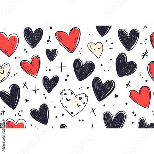 Outline doodle heart background pattern hearts vector