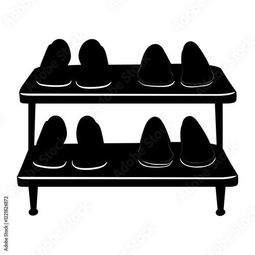 Modern shoe rack furniture silhouette shoes illustration vector