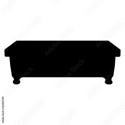 Long credenza furniture illustration silhouette bathtub vector