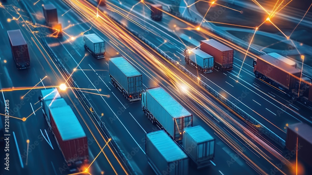 Overhead shot of a network of industrial roads connecting warehouses, clean layout with space for logistics-themed text Overhead shot of a network of industrial roads connecting warehouses, clean layout with space for logistics-themed text