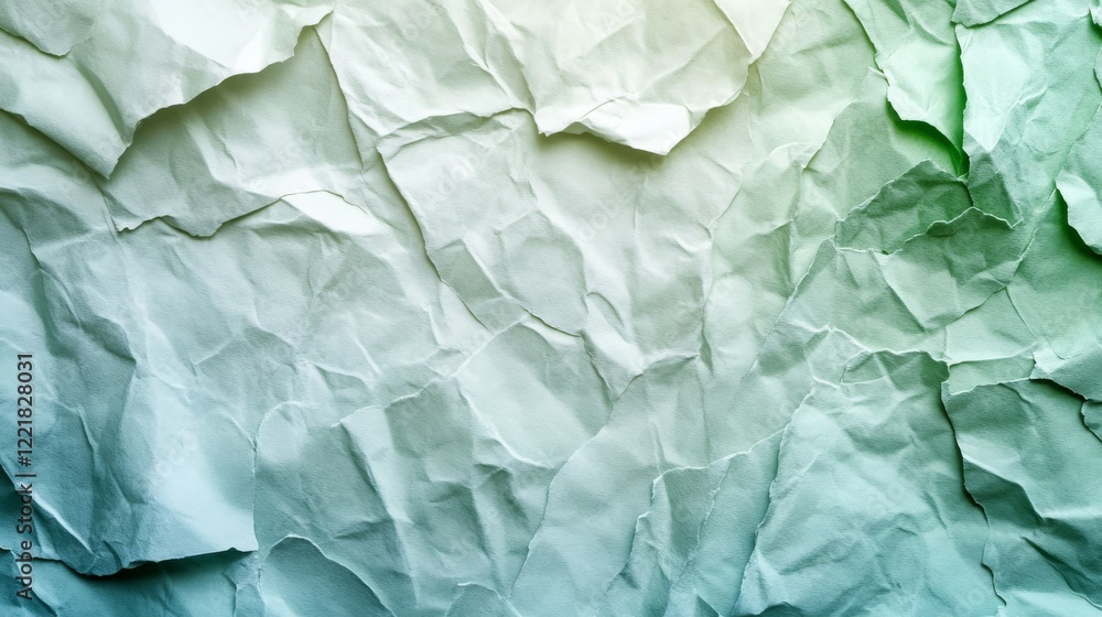 Fototapeta premium Crumpled Paper Texture Gradient Green White