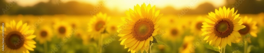 yellow sunflowers in the warm sunlight of a field, field, sunny, greenery yellow sunflowers in the warm sunlight of a field, field, sunny, greenery