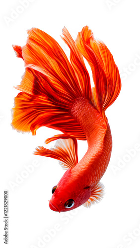 Crimson Betta Splendor: A fiery dance of fins against a black backdrop.