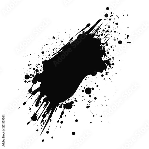 Dot ink spash silhouette black abstract splatter vector