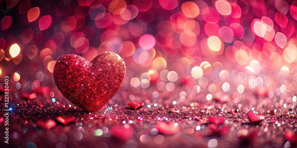 Sparkling Red Heart on a Glittery Background, Perfect for Romance and Love Themes Sparkling Red Heart on a Glittery Background, Perfect for Romance and Love Themes