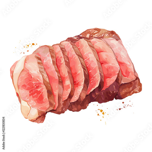 Sirloin Steak illustration watercolor steak vector