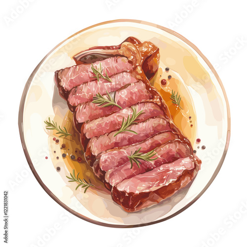 Porterhouse steak on plate illustration food meat vector