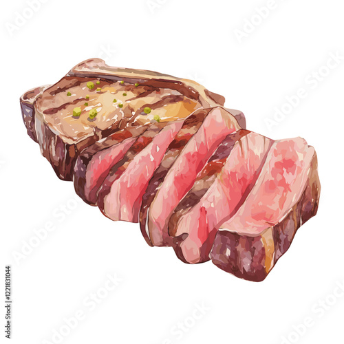 Ribeye Steak illustration watercolor steak vector