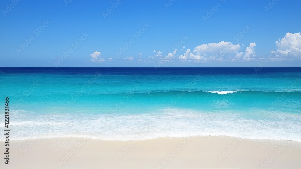 Serene Beach Landscape with Crystal Clear Water and Blue Sky Serene Beach Landscape with Crystal Clear Water and Blue Sky