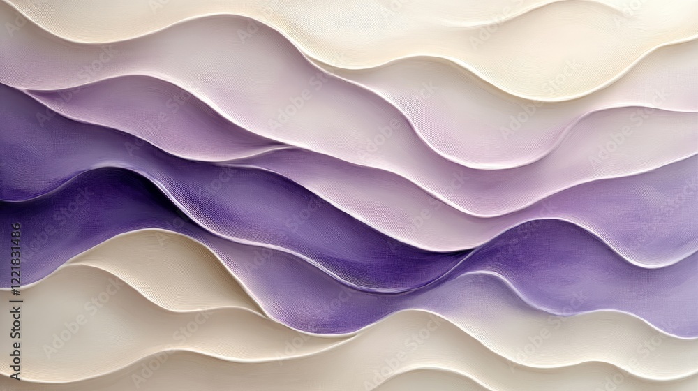 Fototapeta premium Abstract Wave Pattern in Shades of Purple and Cream