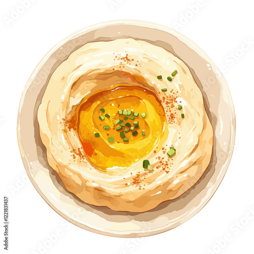 Hummus on plate hummus dish mediterranean vector