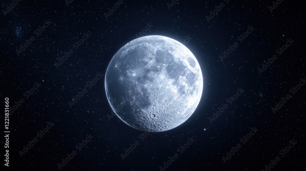 Majestic full moon illuminated in a starry night sky Majestic full moon illuminated in a starry night sky