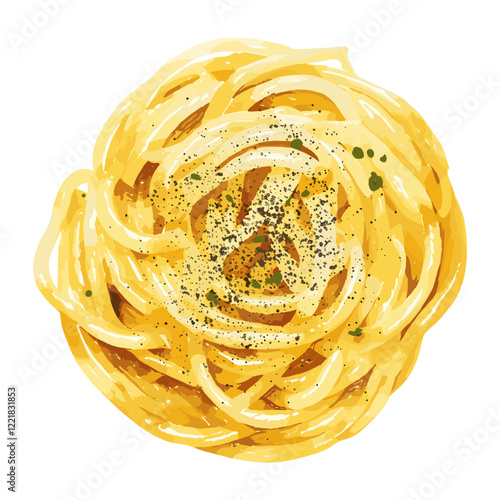 Cacio e pepe pasta illustration spaghetti food vector
