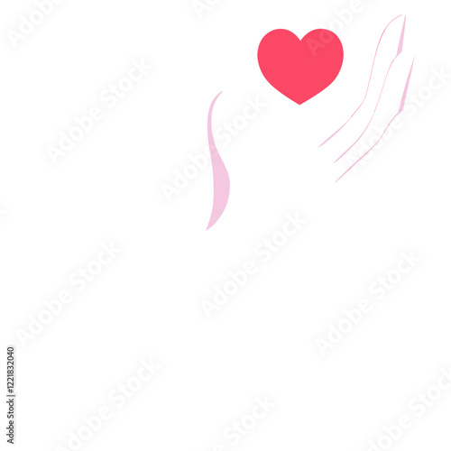 Hand with a red heart illustration minimalist background vector