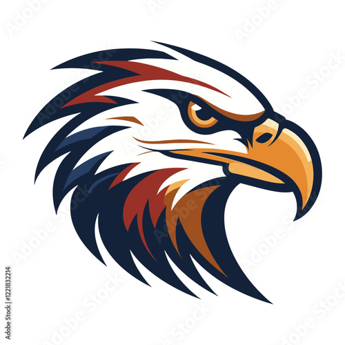 Falcon head retro logo illustration animal eagle vector photo