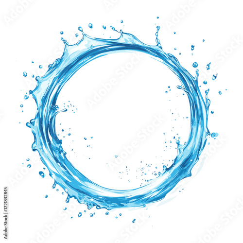 Water circle splash blue circular dessert vector