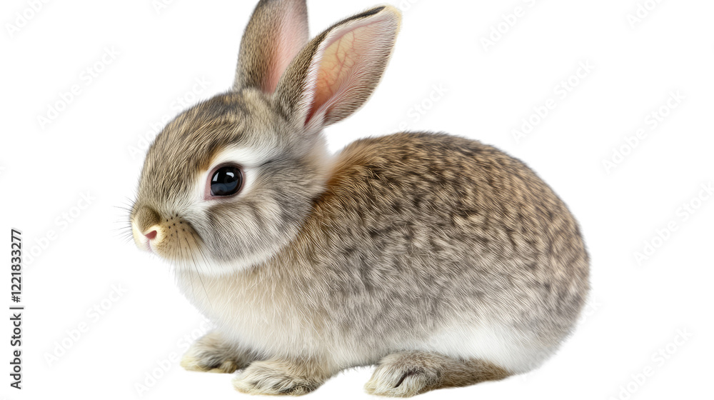 Obraz premium Cute Bunny Portrait: A close-up shot of a charming bunny with soft, grey fur and big brown eyes, capturing its innocent and adorable nature. The image is perfect for pet-related projects.