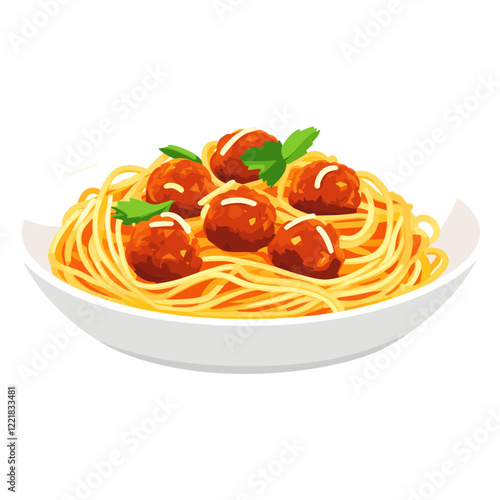 Meatball spaghetti illustration meatballs pasta vector