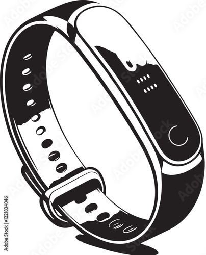 Fitness Tracker Silhouette line art vector illustration on white background