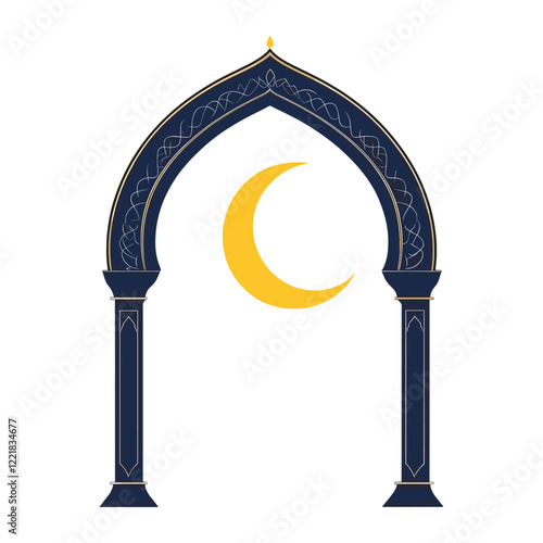 Door arch architecture crescent moon vector