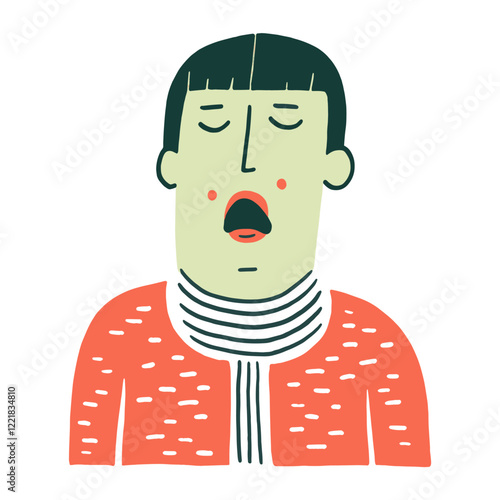 Person coughing face art expression vector