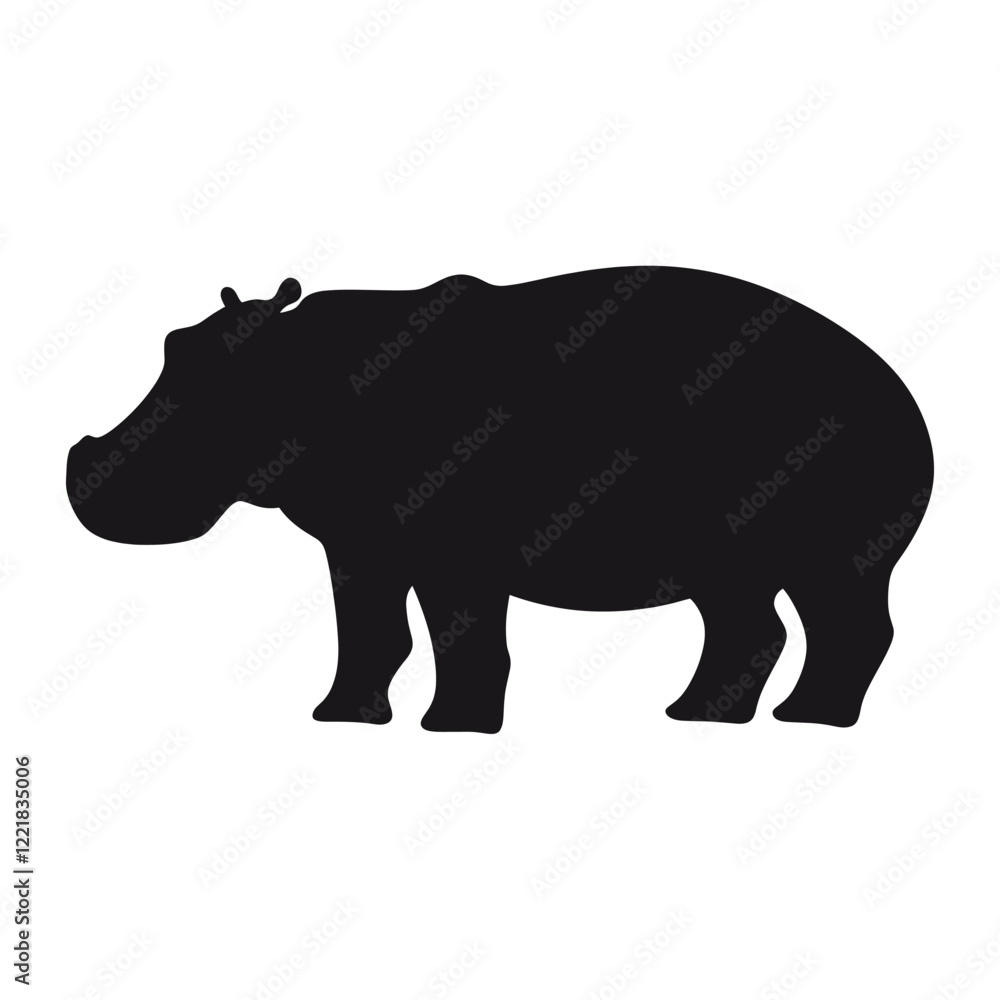 Hippo silhouette illustration wildlife animal vector Hippo silhouette illustration wildlife animal vector