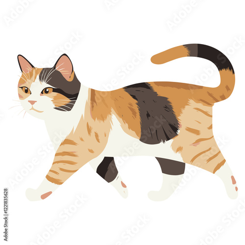 Scottish fold cat walking illustration animal design vector