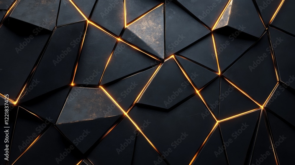 Abstract Black Geometric Pattern with Golden Lines Abstract Black Geometric Pattern with Golden Lines