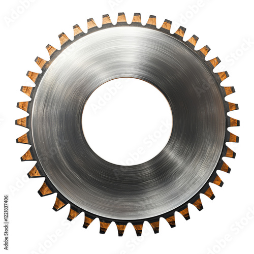 Circular saw blade with sharp teeth and metallic finish