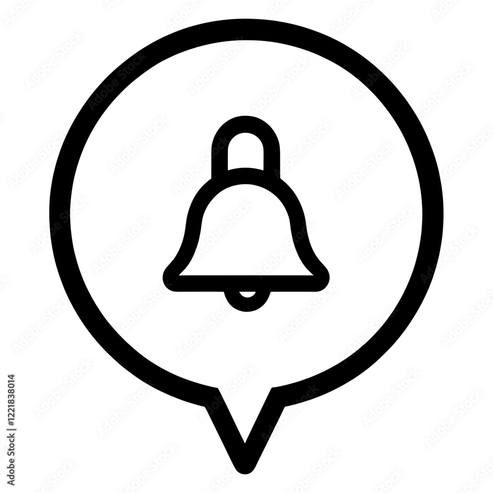 Speech bubble with bell sign icon symbol notification minimalist vector Speech bubble with bell sign icon symbol notification minimalist vector